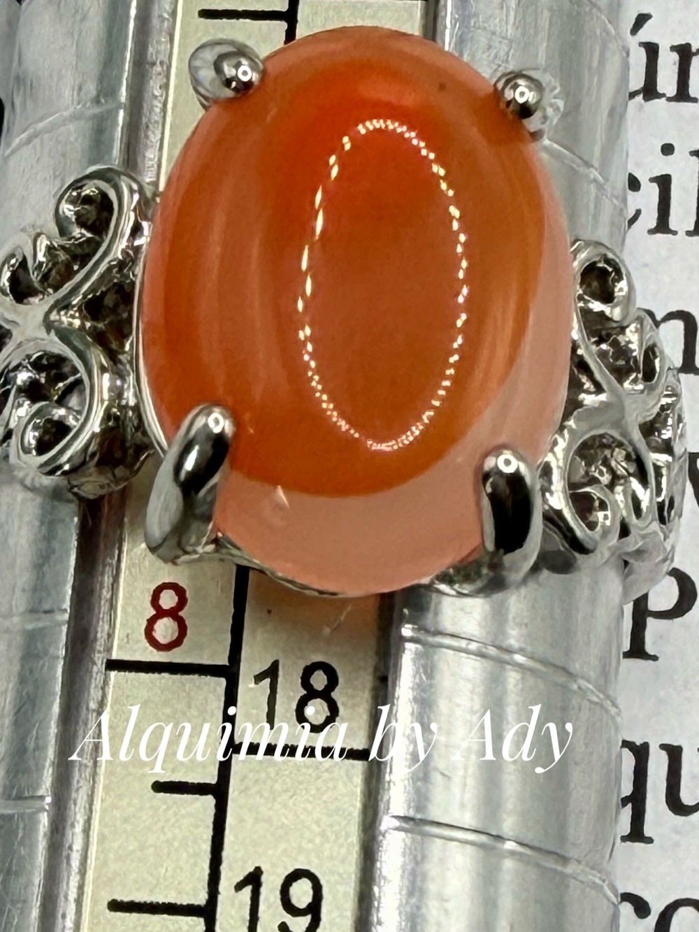 Peach-Orange Cabochon agate Ring
